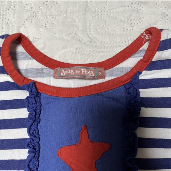Jelly The Pug Stars And Striped Ruffle Dress Size 5 - Picture 5 of 5